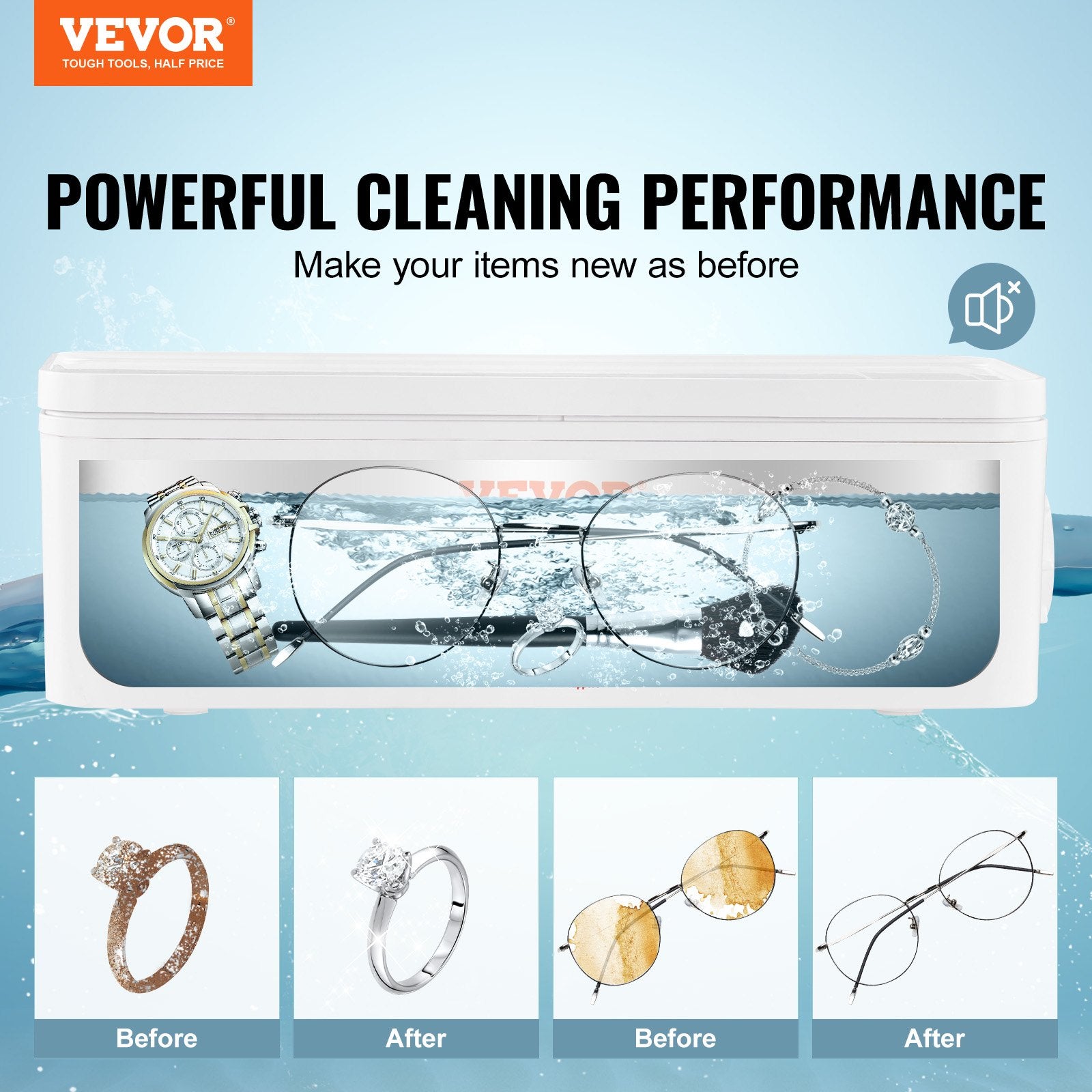 Jewelry Cleaner Ultrasonic Machine, Ultrasonic Cleaner Machine 16oz (470ml) with 4 Timer Modes, Portable V952-JYCSBQXJ35W4BF11TV3