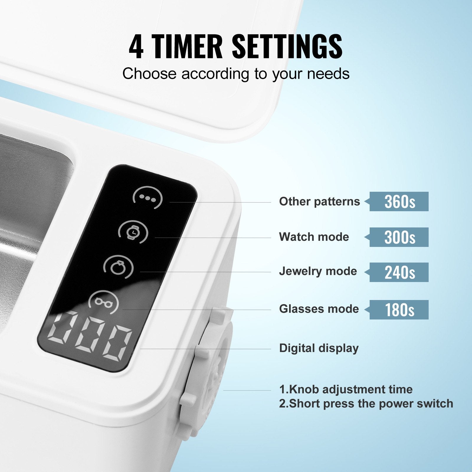 Jewelry Cleaner Ultrasonic Machine, Ultrasonic Cleaner Machine 16oz (470ml) with 4 Timer Modes, Portable V952-JYCSBQXJ35W4BF11TV3