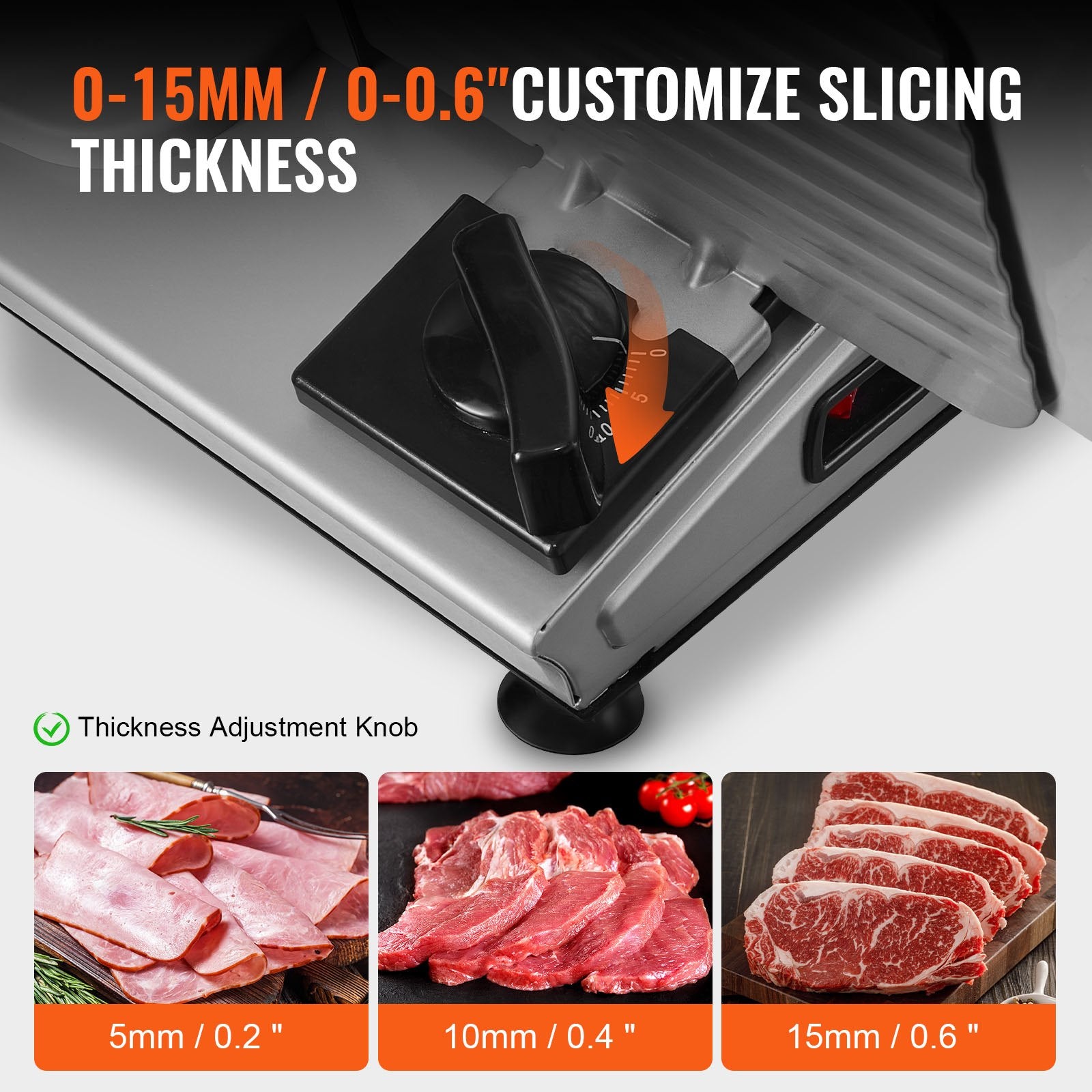 Meat Slicer, 180W Electric Deli Food Slicer with 7.5" SUS420 Stainless Steel Blade and Blade Guard, 0 - 0.6 V952-JYDRQPJ180WJFCEOPV3