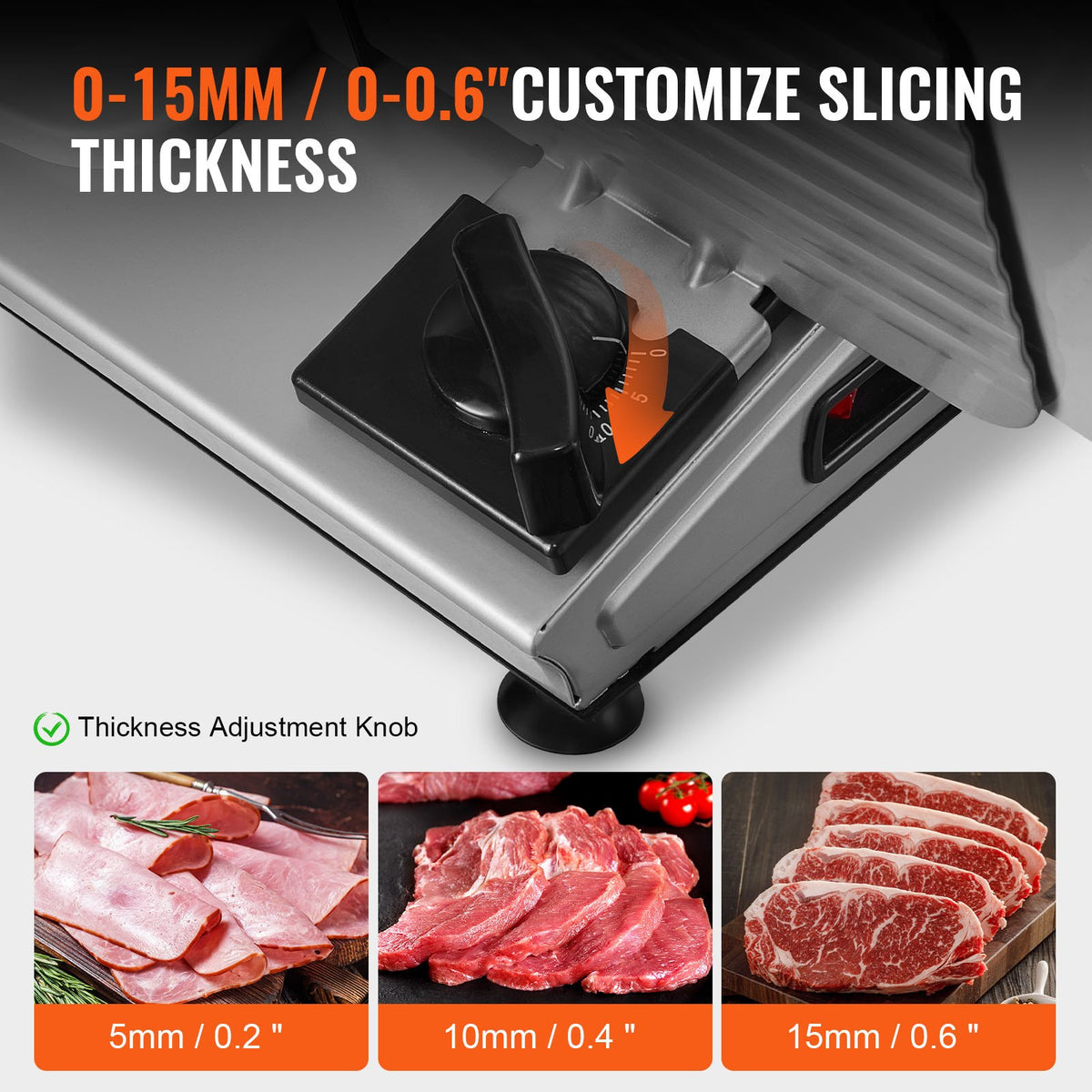 Meat Slicer, 180W Electric Deli Food Slicer with 7.5" SUS420 Stainless Steel Blade and Blade Guard, 0 - 0.6 V952-JYDRQPJ180WJFCEOPV3