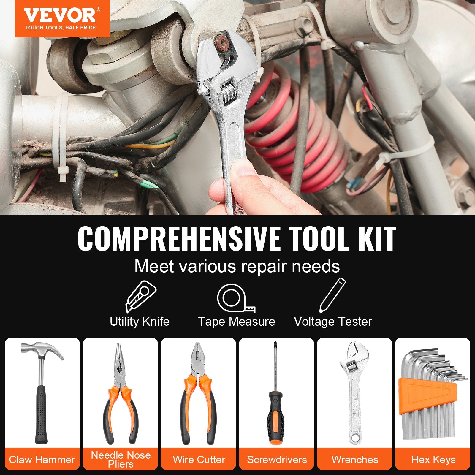 Tool Kit 132 Piece General Household Hand Tool Set with Portable Tool Case V952-JYGJTZ148PCSEF4LIV0
