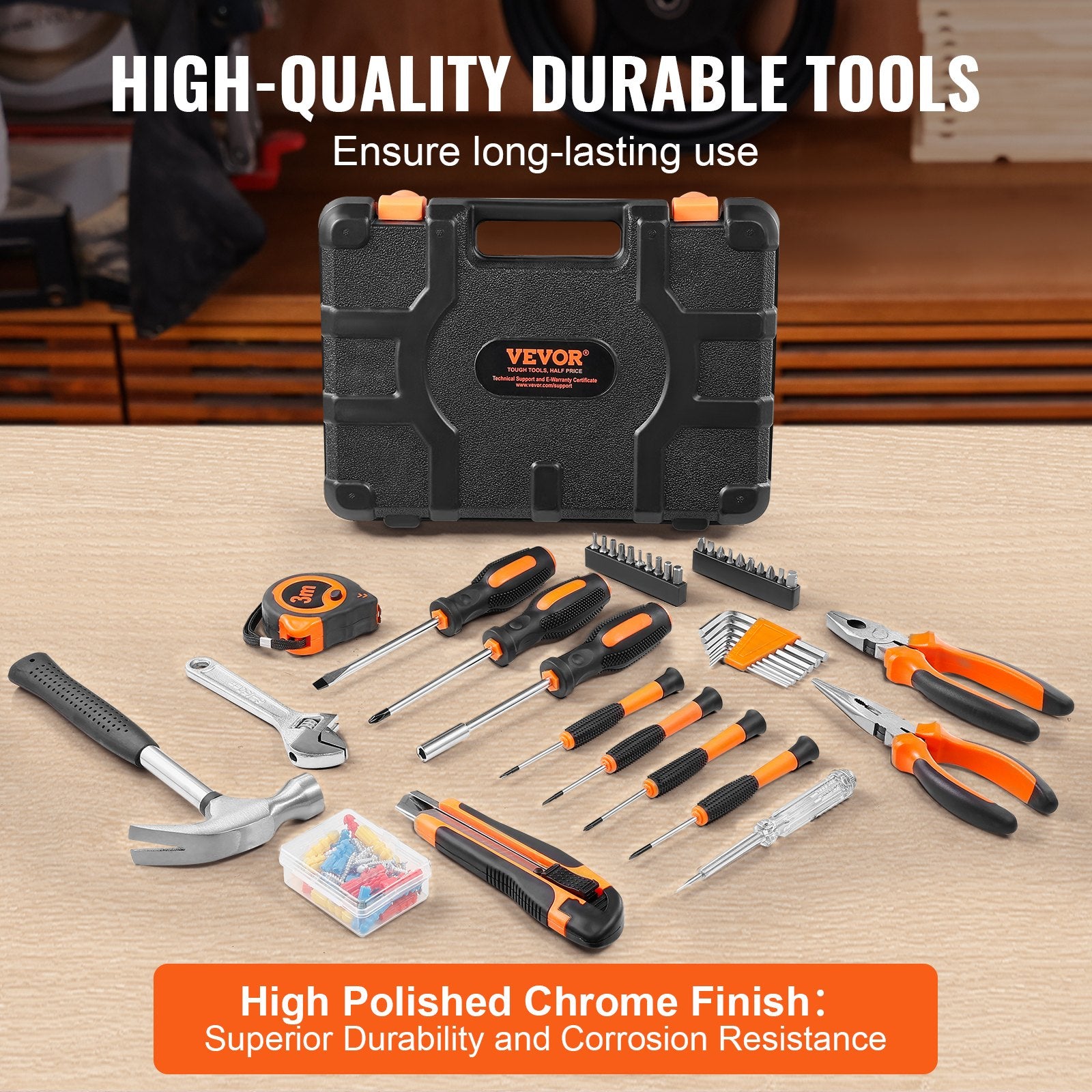 Tool Kit 132 Piece General Household Hand Tool Set with Portable Tool Case V952-JYGJTZ148PCSEF4LIV0