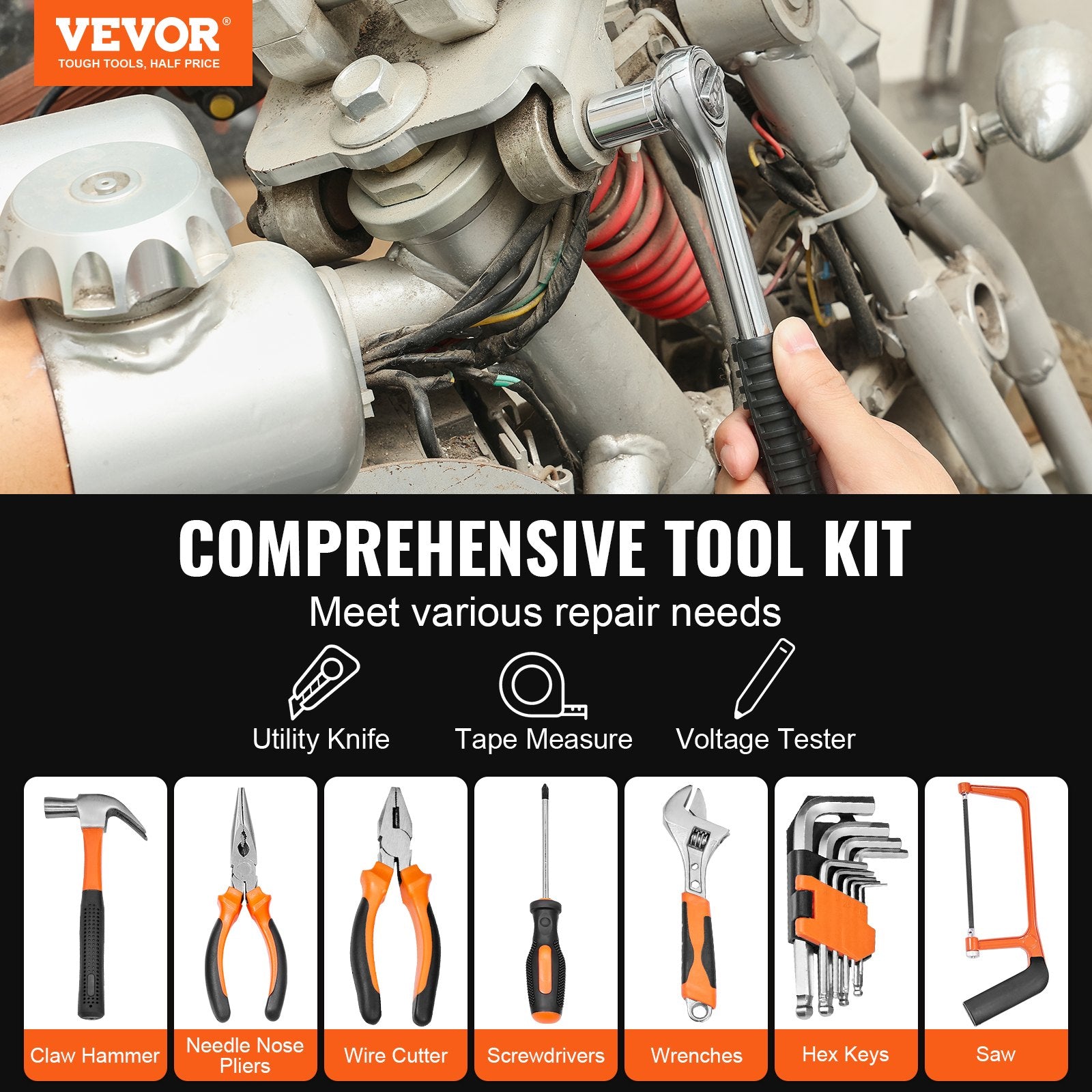 Tool Kit 216 Piece General Household Hand Tool Set with Portable Tool Case V952-JYGJTZ799PCSGG78EV0