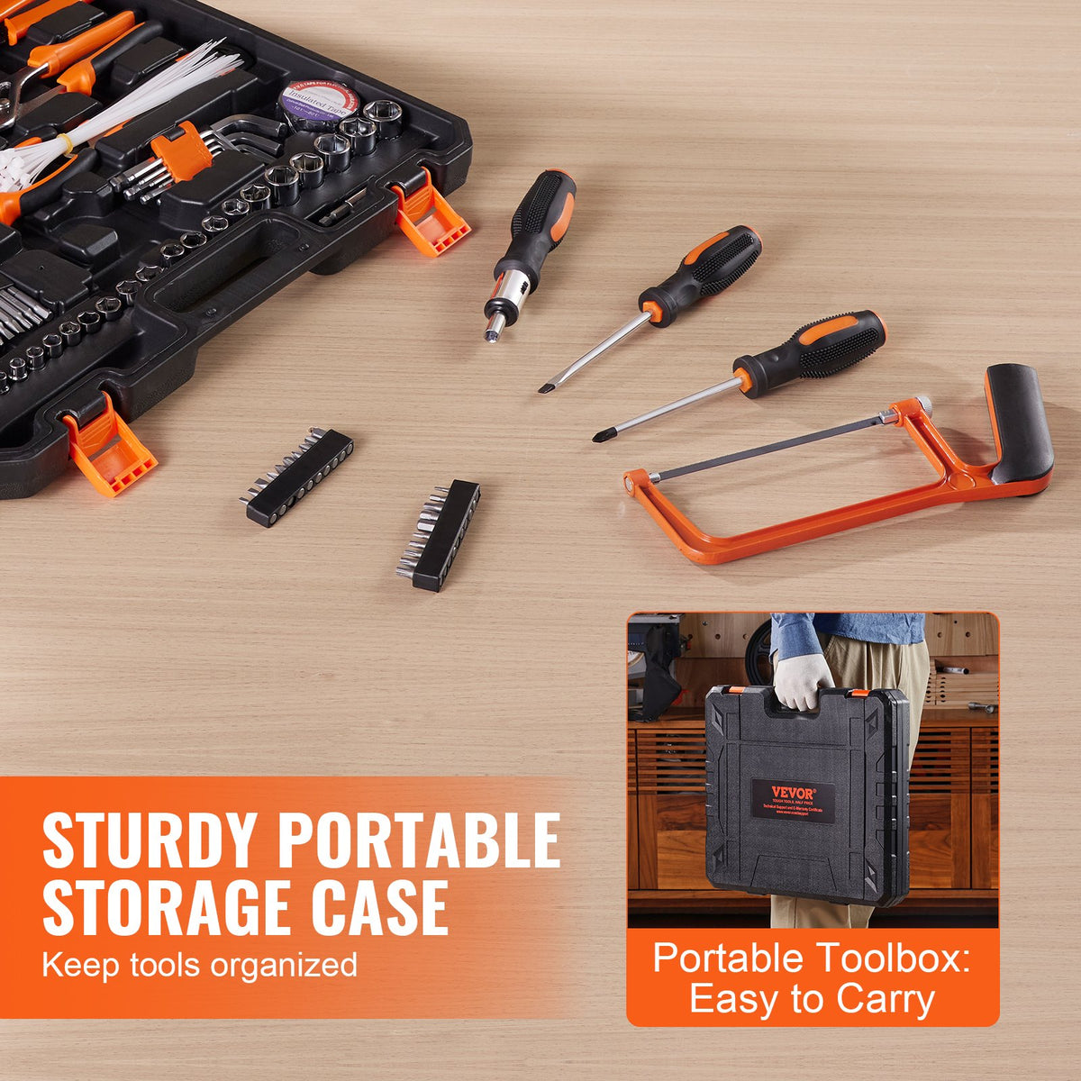 Tool Kit 216 Piece General Household Hand Tool Set with Portable Tool Case V952-JYGJTZ799PCSGG78EV0