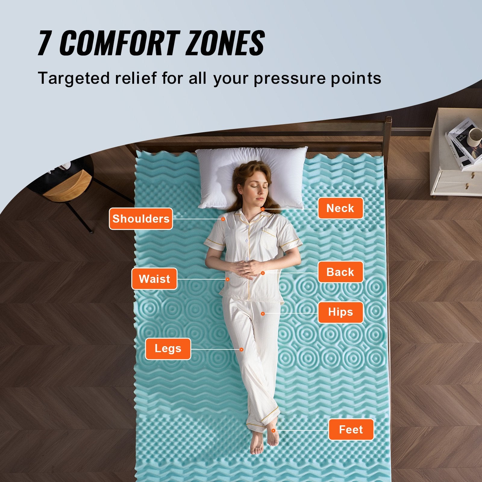 Mattress Topper, Queen Size, 50.8 mm Thickness, Memory Foam Mattress Pad, Cooling Gel Infusion, Compressed V952-JYHMD6080INCJRGHRV0
