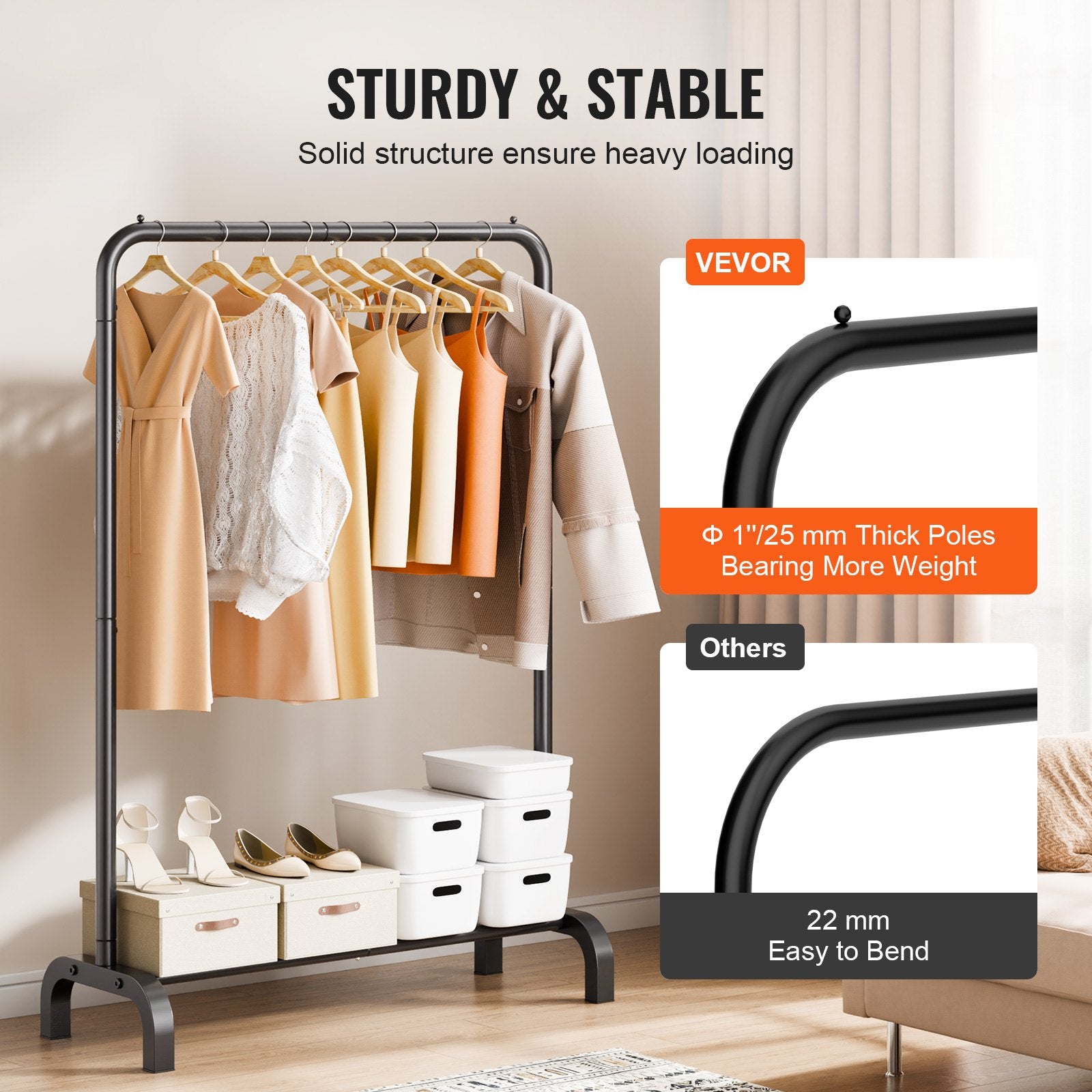 Clothes Rack, Heavy Duty Clothing Garment Rack with Hanging Rod and Bottom Storage Area, Clothing Rack for V952-JYKCYJ3848111P4UWV0