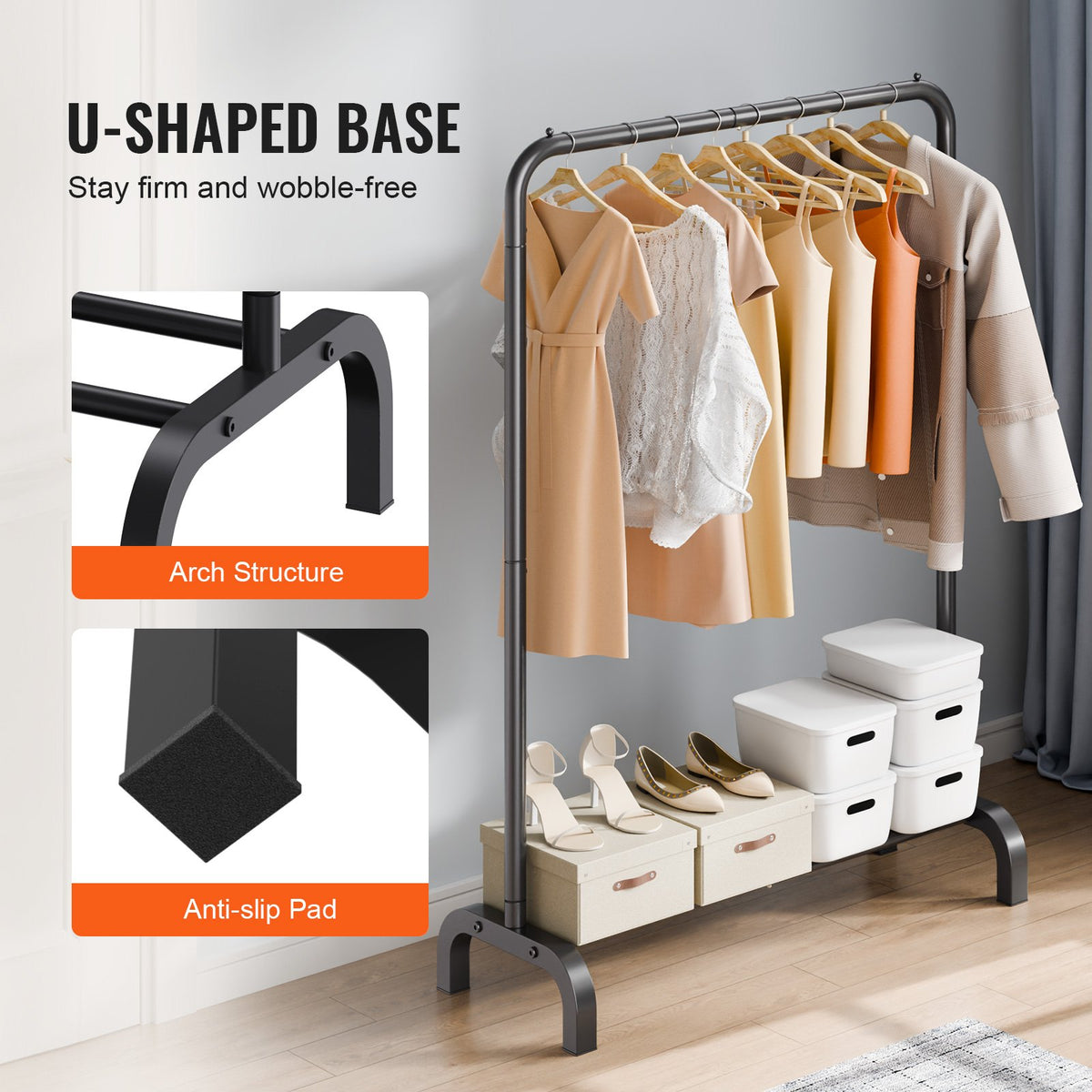 Clothes Rack, Heavy Duty Clothing Garment Rack with Hanging Rod and Bottom Storage Area, Clothing Rack for V952-JYKCYJ3848111P4UWV0