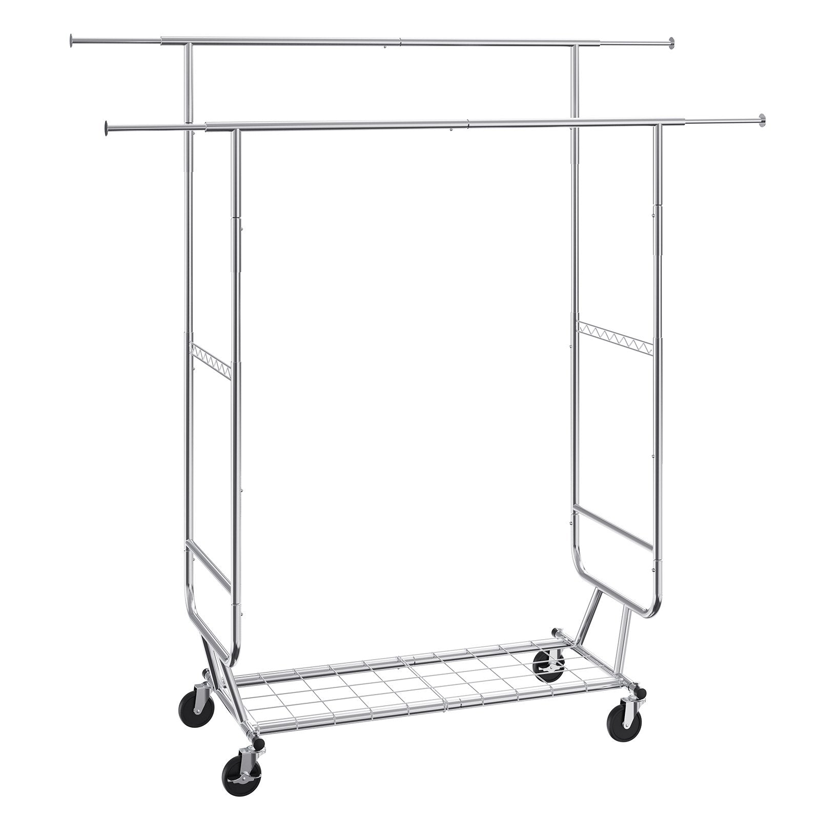 Heavy Duty Clothes Rack, Double Hanging Rod Clothing Garment Rack for Hanging Clothes, Adjustable Height and V952-JYKCYJ4858221BPVDV0
