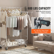Heavy Duty Clothes Rack, Double Hanging Rod Clothing Garment Rack for Hanging Clothes, Adjustable Height and V952-JYKCYJ4858221BPVDV0