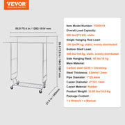Heavy Duty Clothes Rack, Double Hanging Rod Clothing Garment Rack for Hanging Clothes, Adjustable Height and V952-JYKCYJ4858221BPVDV0