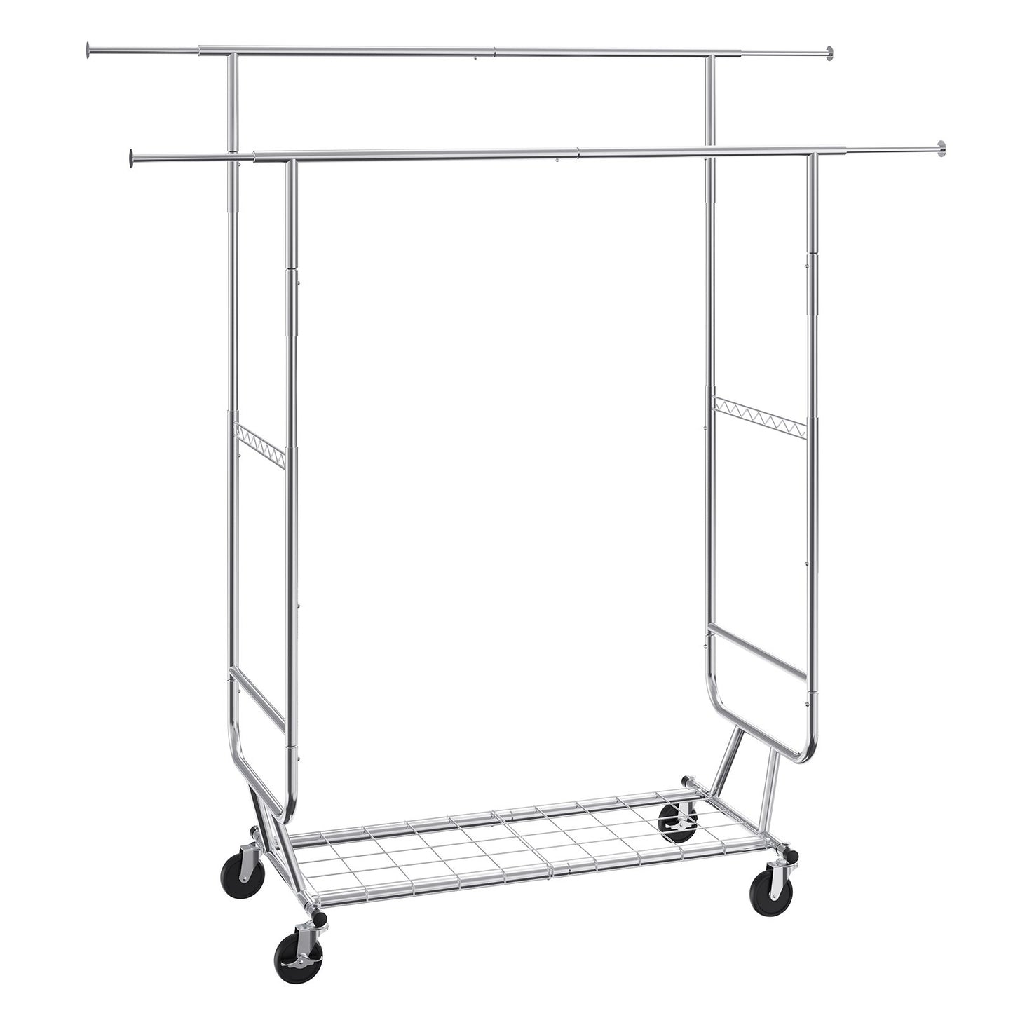 Heavy Duty Clothes Rack, Double Hanging Rod Clothing Garment Rack for Hanging Clothes, Adjustable Height and V952-JYKCYJ4858221BPVDV0