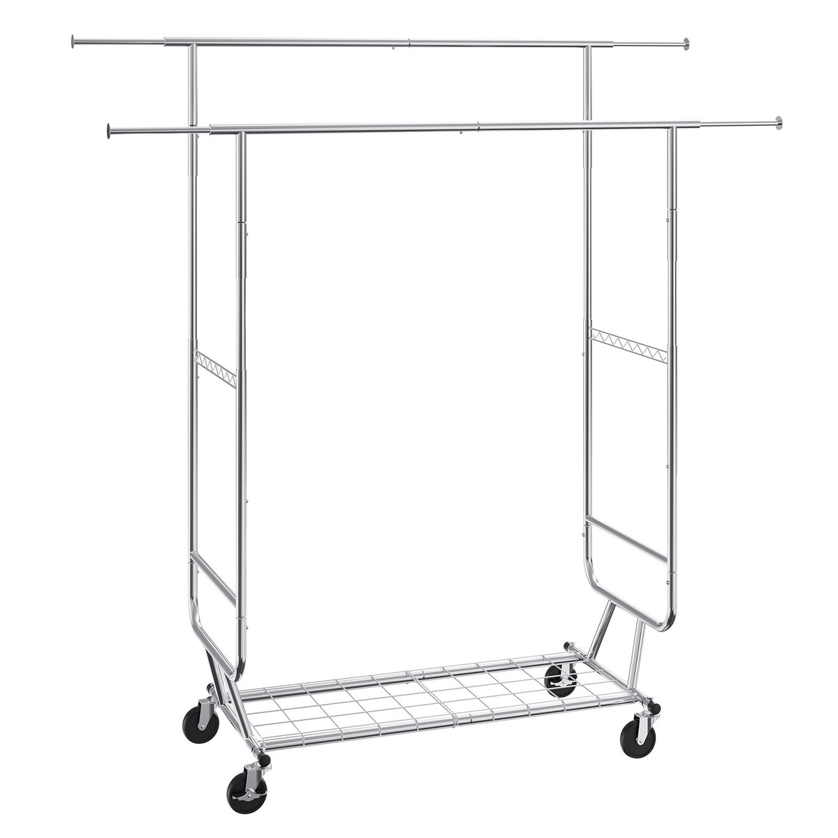 Heavy Duty Clothes Rack, Double Hanging Rod Clothing Garment Rack for Hanging Clothes, Adjustable Height and V952-JYKCYJ4858221BPVDV0