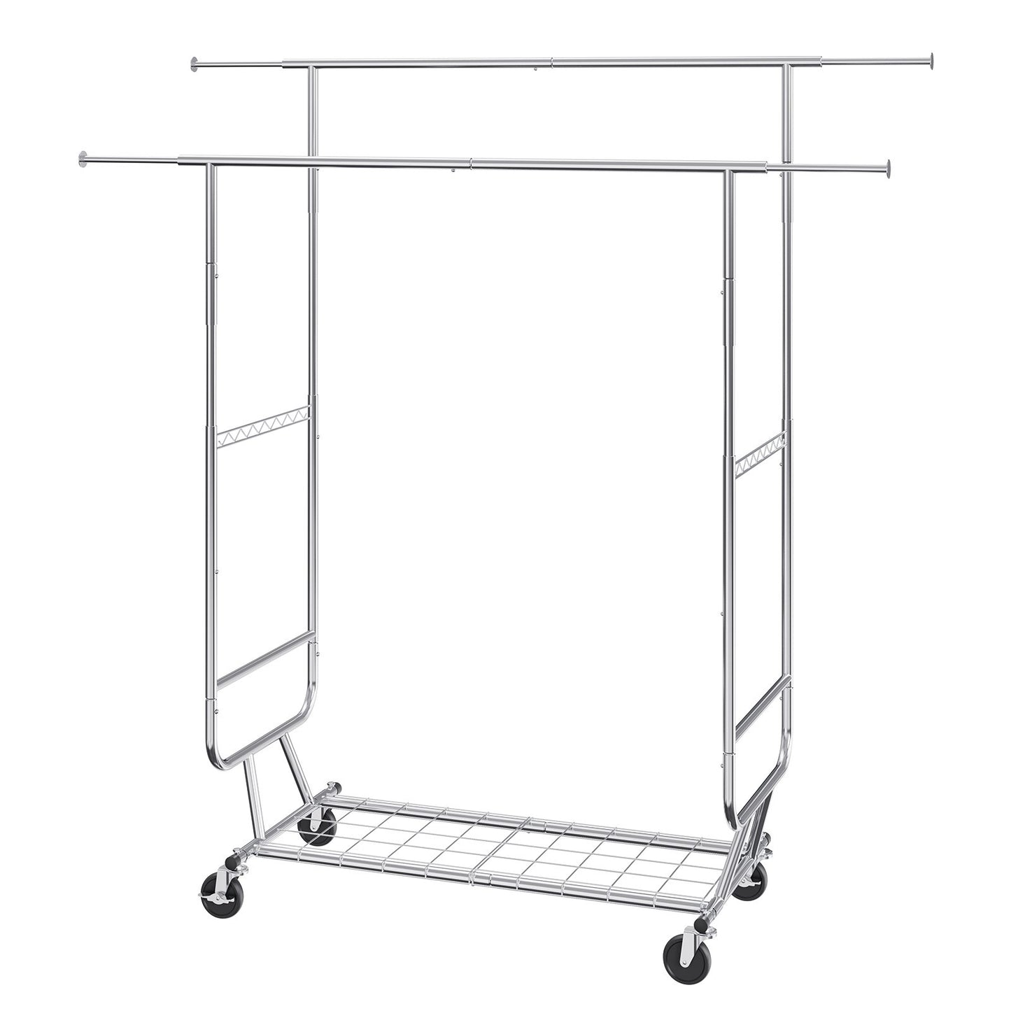 Heavy Duty Clothes Rack, Double Hanging Rod Clothing Garment Rack for Hanging Clothes, Adjustable Height and V952-JYKCYJ4858221BPVDV0