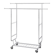 Heavy Duty Clothes Rack, Double Hanging Rod Clothing Garment Rack for Hanging Clothes, Adjustable Height and V952-JYKCYJ4858221BPVDV0