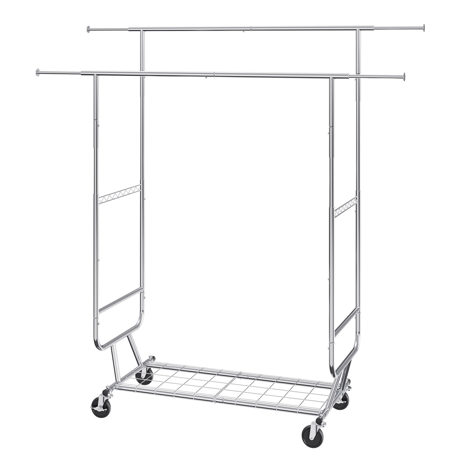 Heavy Duty Clothes Rack, Double Hanging Rod Clothing Garment Rack for Hanging Clothes, Adjustable Height and V952-JYKCYJ4858221BPVDV0