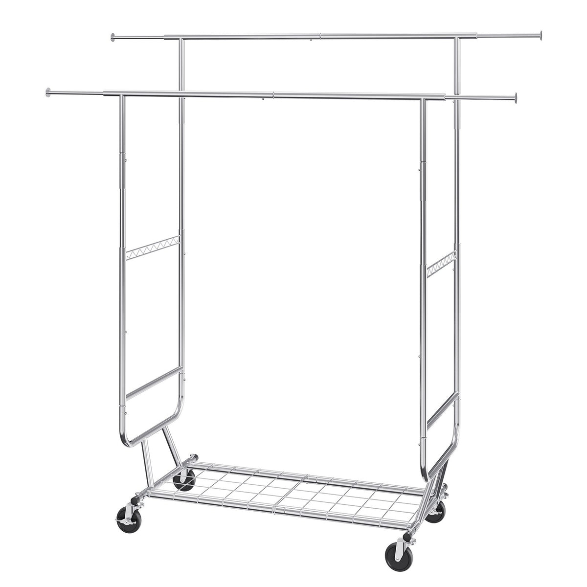 Heavy Duty Clothes Rack, Double Hanging Rod Clothing Garment Rack for Hanging Clothes, Adjustable Height and V952-JYKCYJ4858221BPVDV0
