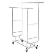 Heavy Duty Clothes Rack, Double Hanging Rod Clothing Garment Rack for Hanging Clothes, Adjustable Height and V952-JYKCYJ4858221BPVDV0
