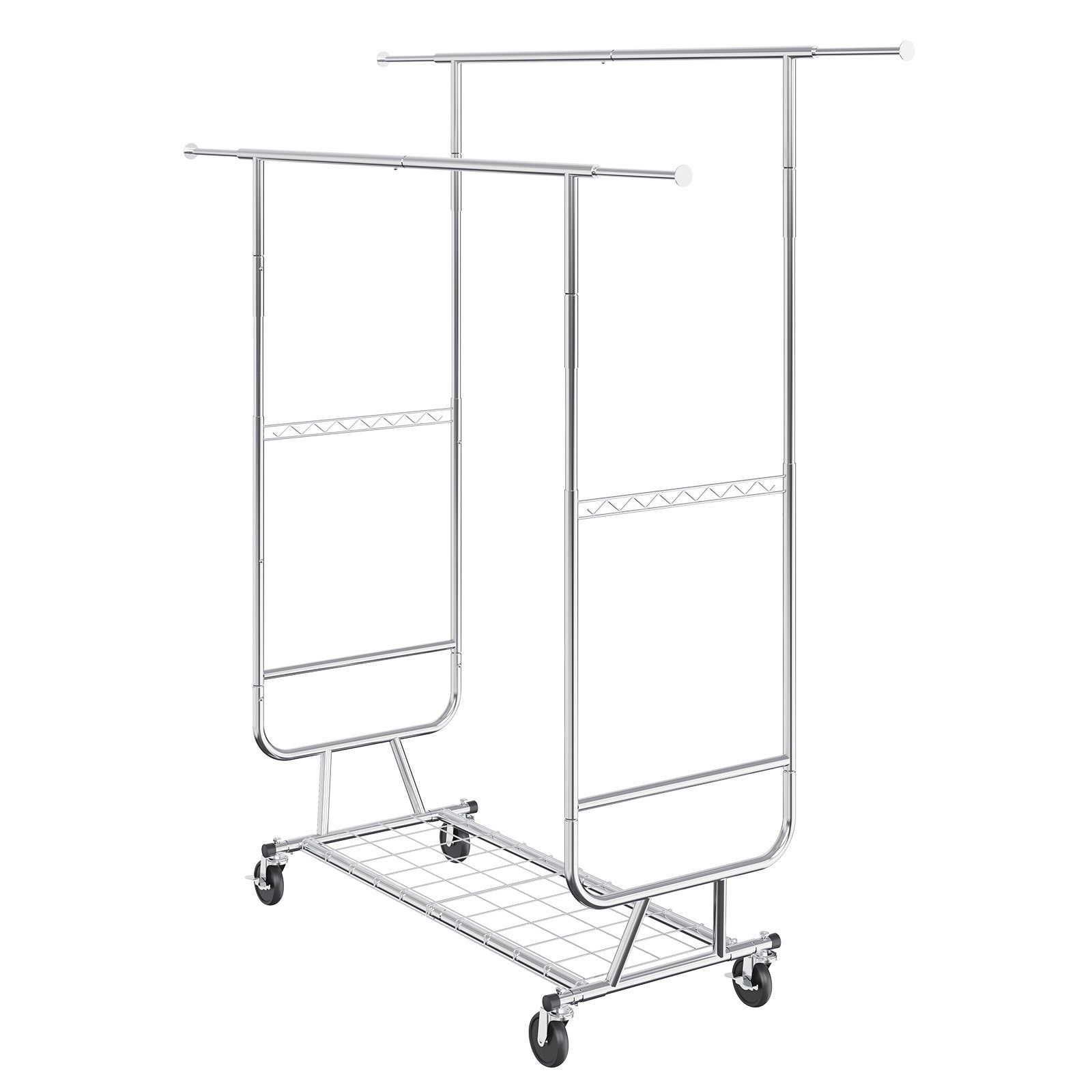 Heavy Duty Clothes Rack, Double Hanging Rod Clothing Garment Rack for Hanging Clothes, Adjustable Height and V952-JYKCYJ4858221BPVDV0