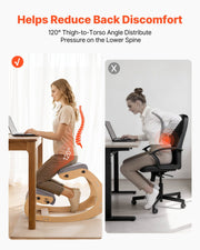Ergonomic Kneeling Chair, Wooden Posture Knee Chair with Adjustable Thick Foam Cushions & Solid Wood Frame, V952-JYKGYHSBDLWKIM5W8001V0
