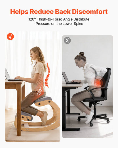 Ergonomic Kneeling Chair, Wooden Posture Knee Chair with Adjustable Thick Foam Cushions & Solid Wood Frame, V952-JYKGYHSBDLWKIM5W8001V0