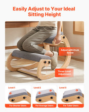 Ergonomic Kneeling Chair, Wooden Posture Knee Chair with Adjustable Thick Foam Cushions & Solid Wood Frame, V952-JYKGYHSBDLWKIM5W8001V0