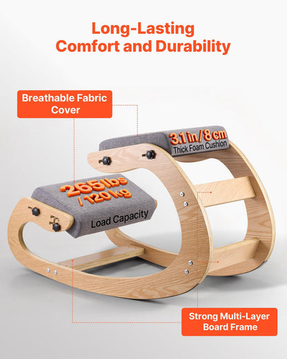 Ergonomic Kneeling Chair, Wooden Posture Knee Chair with Adjustable Thick Foam Cushions & Solid Wood Frame, V952-JYKGYHSBDLWKIM5W8001V0