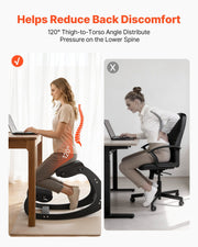 Ergonomic Kneeling Chair, Wooden Posture Knee Chair with Adjustable Thick Foam Cushions & Solid Wood Frame, V952-JYKGYHSBDLWKT4TV5001V0