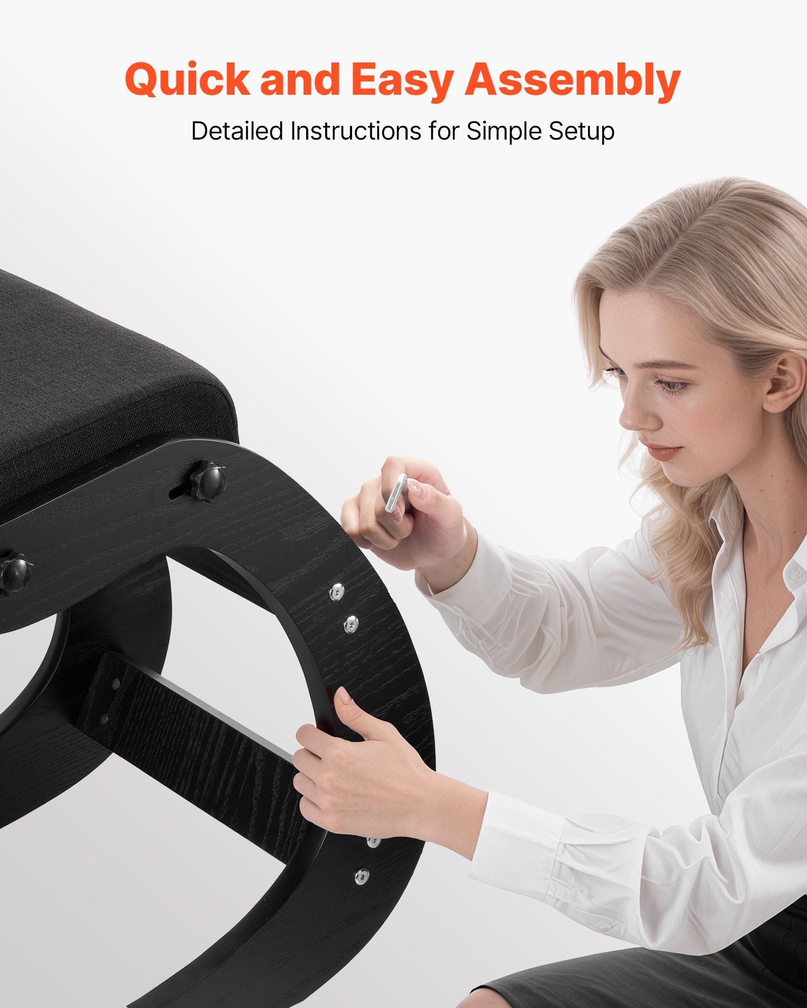 Ergonomic Kneeling Chair, Wooden Posture Knee Chair with Adjustable Thick Foam Cushions & Solid Wood Frame, V952-JYKGYHSBDLWKT4TV5001V0