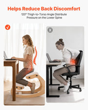 Ergonomic Kneeling Chair, Wooden Posture Knee Chair with Adjustable Thick Foam Cushions & Solid Wood Frame, V952-JYKGYMBSBDLWFBRDG001V0
