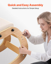 Ergonomic Kneeling Chair, Wooden Posture Knee Chair with Adjustable Thick Foam Cushions & Solid Wood Frame, V952-JYKGYMBSBDLWFBRDG001V0