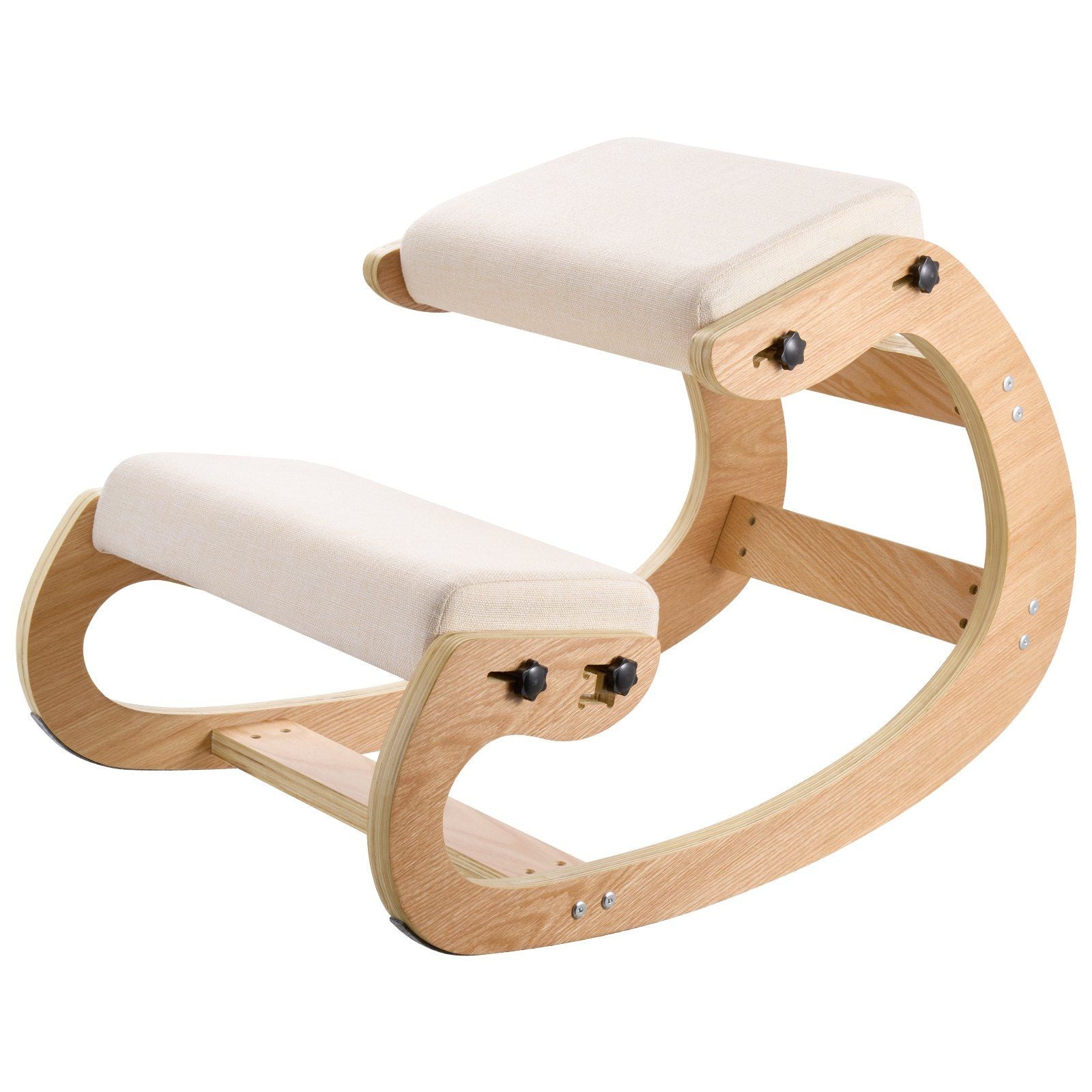 Ergonomic Kneeling Chair, Wooden Posture Knee Chair with Adjustable Thick Foam Cushions & Solid Wood Frame, V952-JYKGYMBSBDLWFBRDG001V0