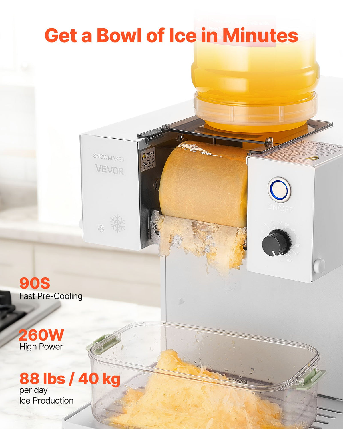 Snowflake Ice Machine, 40KG/24H Snowflake Ice Maker, Ice-Shaver Machine with Stainless Steel Blade, Electric V952-JYNBJFL40KG2DH503001V3