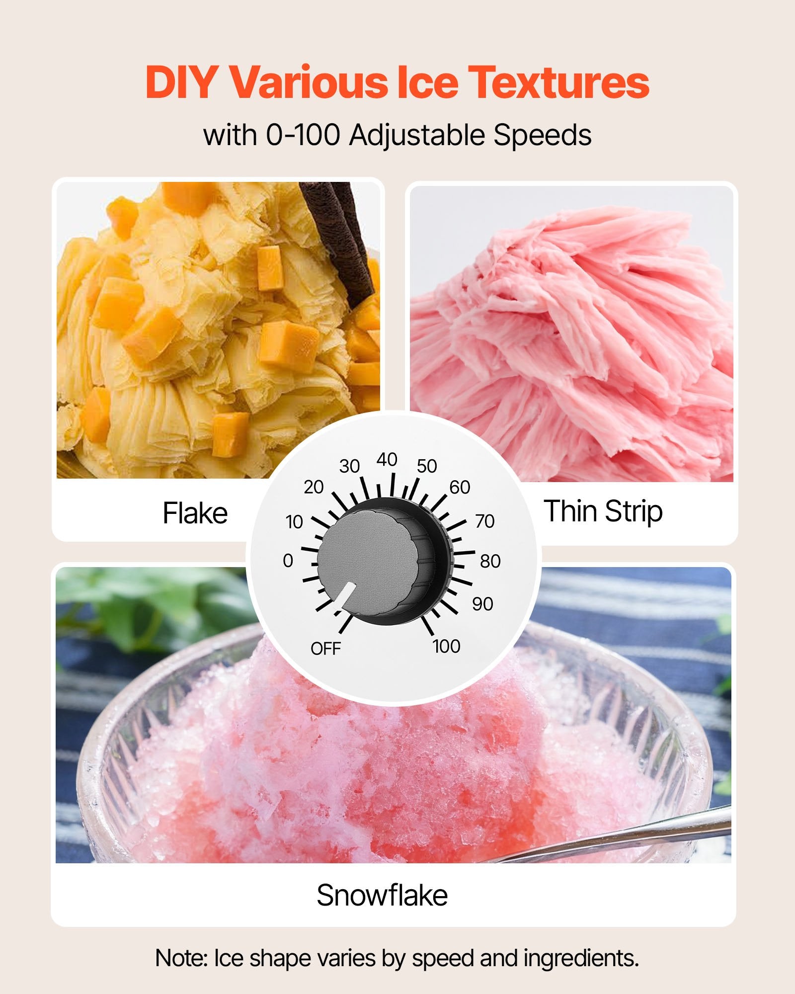 Snowflake Ice Machine, 40KG/24H Snowflake Ice Maker, Ice-Shaver Machine with Stainless Steel Blade, Electric V952-JYNBJFL40KG2DH503001V3