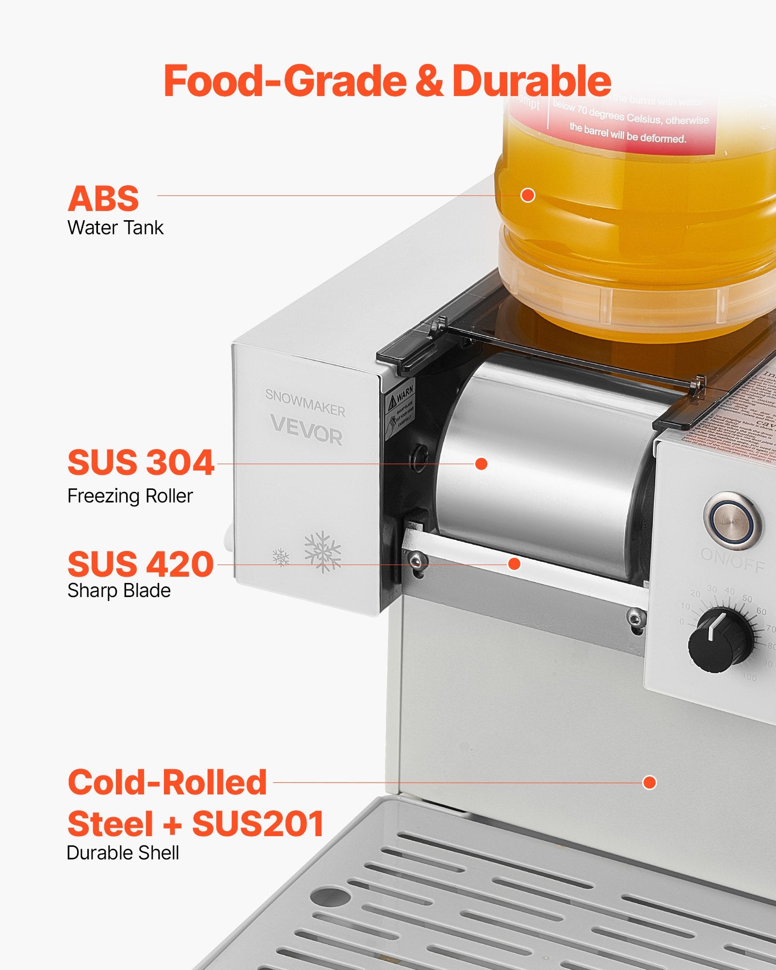 Snowflake Ice Machine, 40KG/24H Snowflake Ice Maker, Ice-Shaver Machine with Stainless Steel Blade, Electric V952-JYNBJFL40KG2DH503001V3