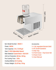 Snowflake Ice Machine, 40KG/24H Snowflake Ice Maker, Ice-Shaver Machine with Stainless Steel Blade, Electric V952-JYNBJFL40KG2DH503001V3