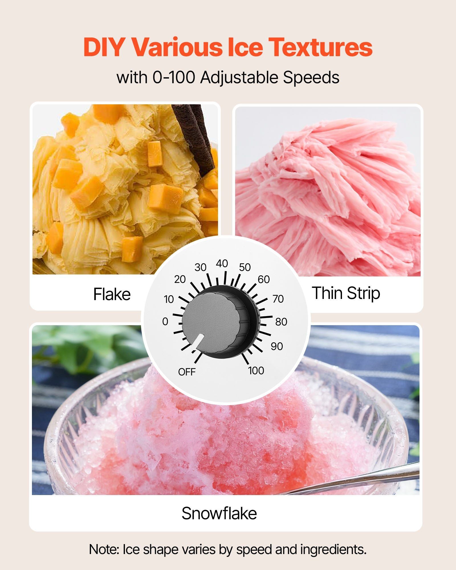 Snowflake Ice Machine, 60KG/24H Snowflake Ice Maker, Ice-Shaver Machine with Stainless Steel Blade, Electric V952-JYNBJFL60KG2QMVKB001V3