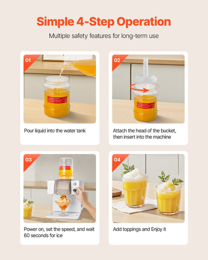 Snowflake Ice Machine, 60KG/24H Snowflake Ice Maker, Ice-Shaver Machine with Stainless Steel Blade, Electric V952-JYNBJFL60KG2QMVKB001V3
