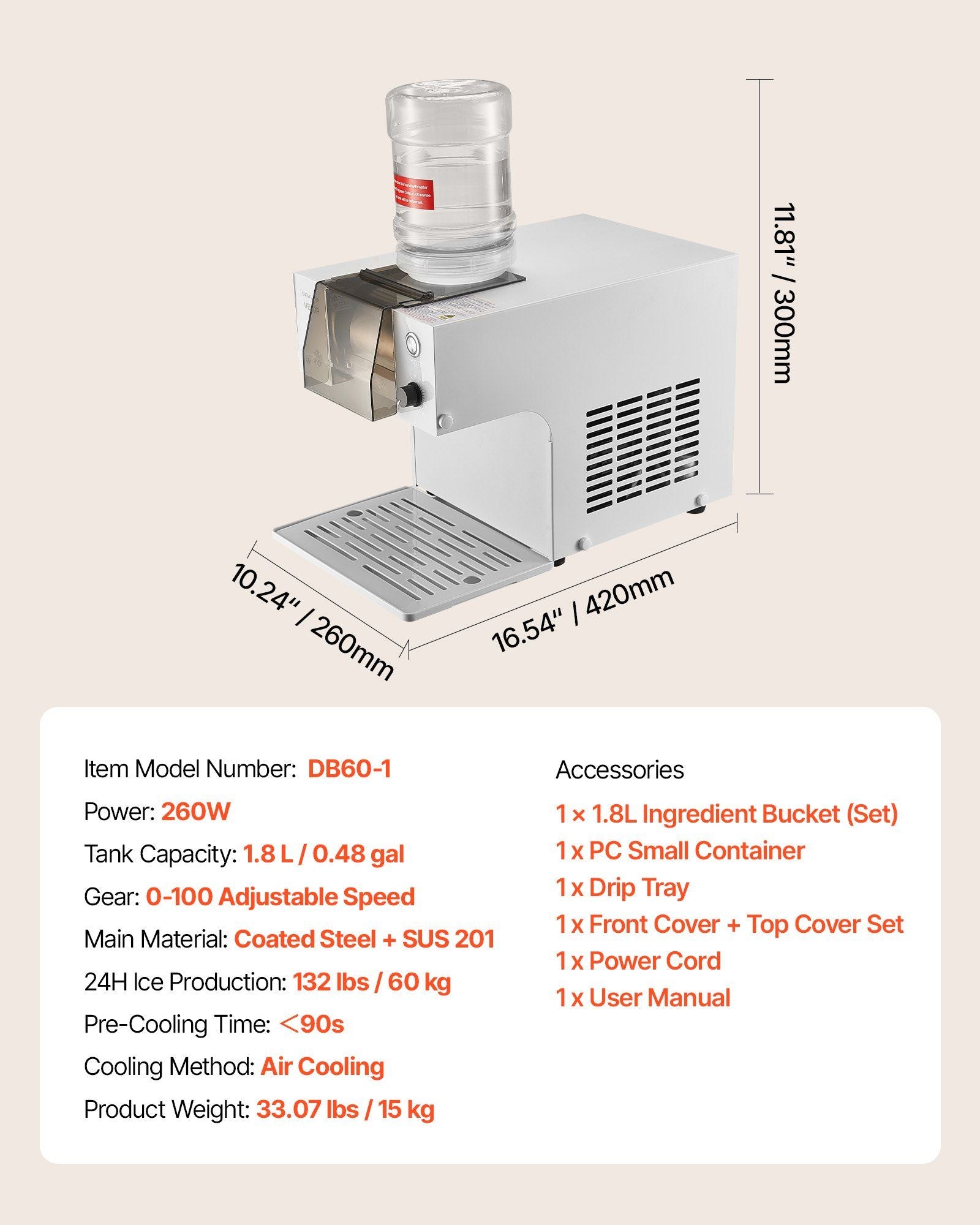 Snowflake Ice Machine, 60KG/24H Snowflake Ice Maker, Ice-Shaver Machine with Stainless Steel Blade, Electric V952-JYNBJFL60KG2QMVKB001V3