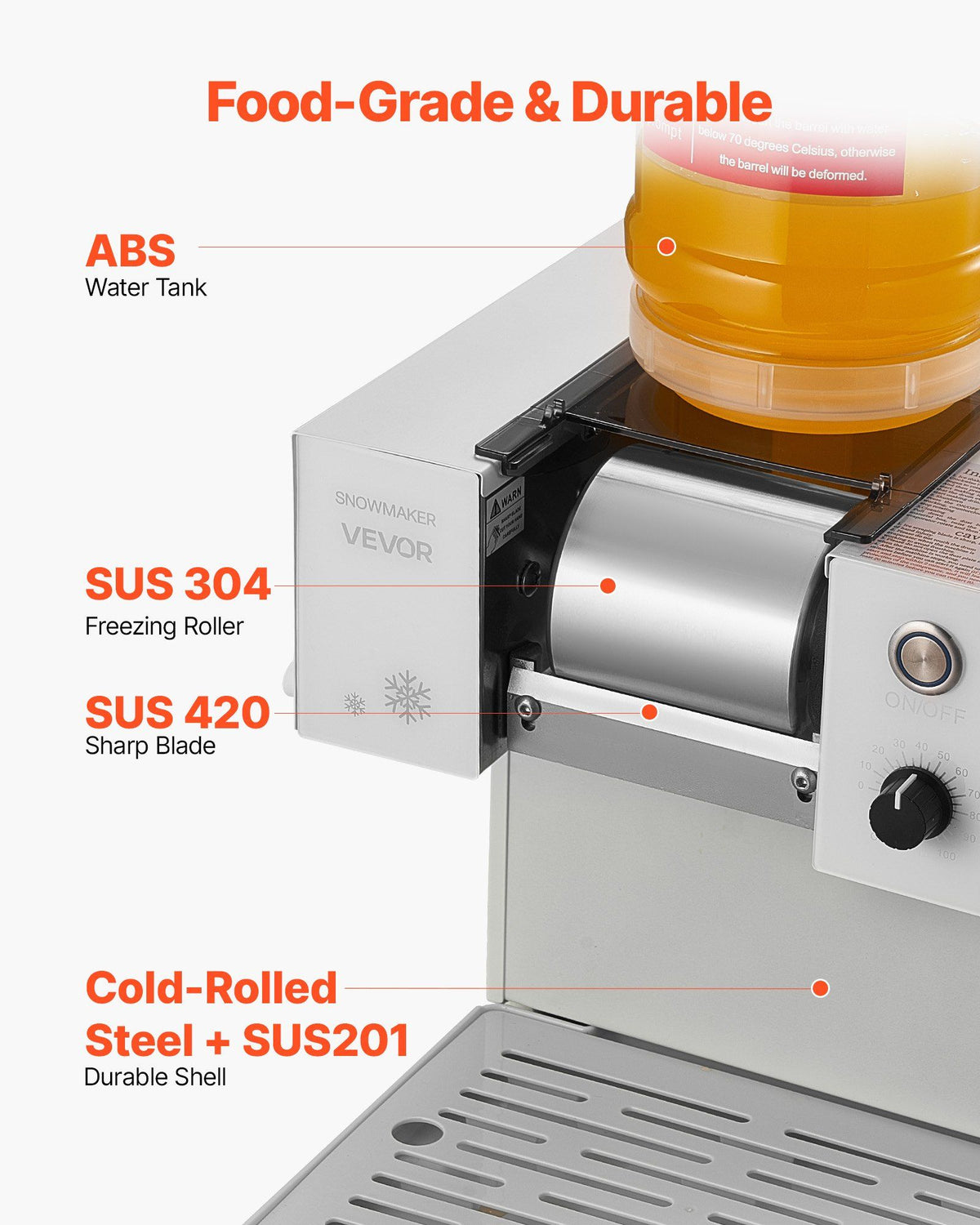 Snowflake Ice Machine, 80KG/24H Snowflake Ice Maker, Ice-Shaver Machine with Stainless Steel Blade, Electric V952-JYNBJFL80KG2AWYVE001V3