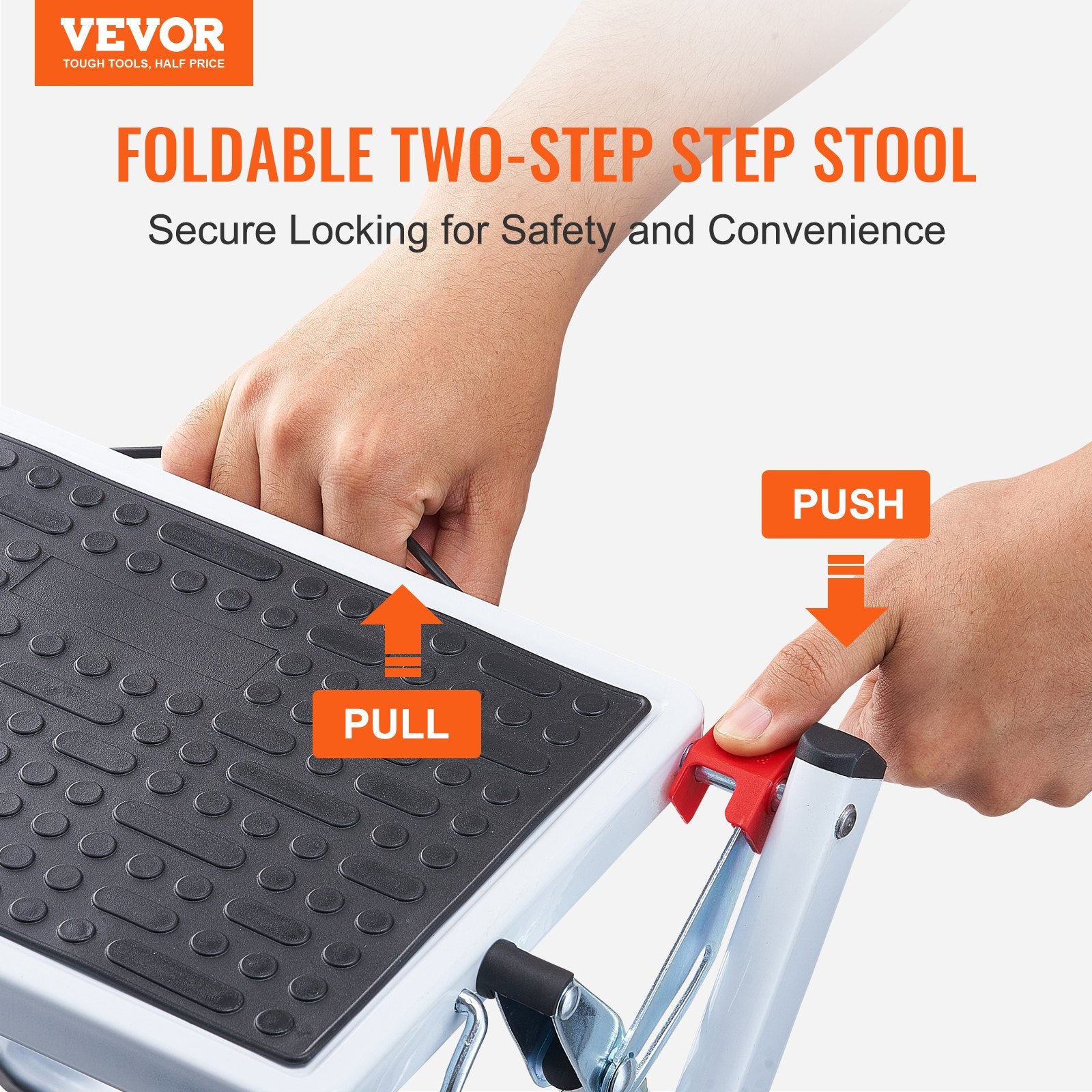 Step Ladder 2-Step 150kg Capacity, Ergonomic Folding Steel Step Stool with Wide Anti-Slip Pedal, Sturdy Step V952-JYTDGKZDLB00QE3JSV0