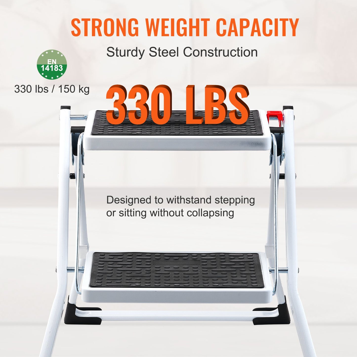 Step Ladder 2-Step 150kg Capacity, Ergonomic Folding Steel Step Stool with Wide Anti-Slip Pedal, Sturdy Step V952-JYTDGKZDLB00QE3JSV0