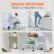 Step Ladder 2-Step 150kg Capacity, Ergonomic Folding Steel Step Stool with Wide Anti-Slip Pedal, Sturdy Step V952-JYTDGKZDLB00QE3JSV0