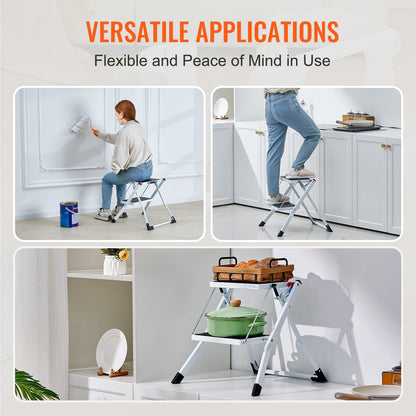 Step Ladder 2-Step 150kg Capacity, Ergonomic Folding Steel Step Stool with Wide Anti-Slip Pedal, Sturdy Step V952-JYTDGKZDLB00QE3JSV0