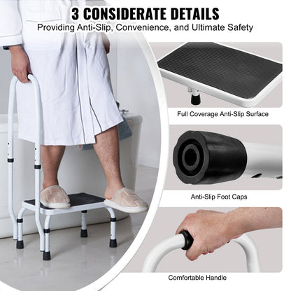 Step Stool 1-Step 150KG Capacity, 3 Adjustable Height with Handle Steel Step Ladder, Portable Toddler Step V952-JYTDGYBDFSFGRM69CV0