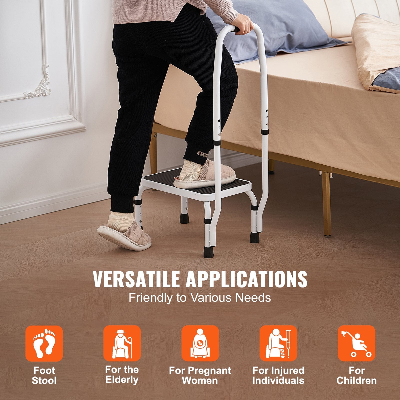 Step Stool 1-Step 150KG Capacity, 3 Adjustable Height with Handle Steel Step Ladder, Portable Toddler Step V952-JYTDGYBDFSFGRM69CV0
