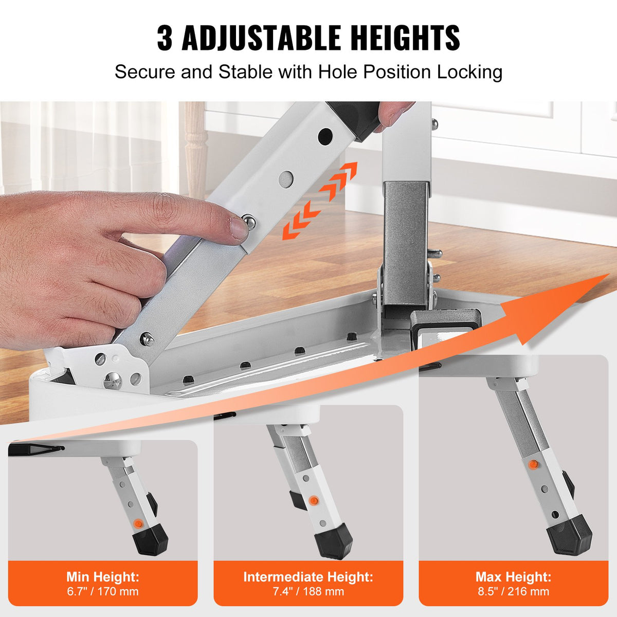 Step Stool 1-Step 150KG Capacity, Folding Steel Step Ladder 3 Adjustable Height, Portable Toddler Step Stools V952-JYTDGYBWFSKZJ2NKYV0