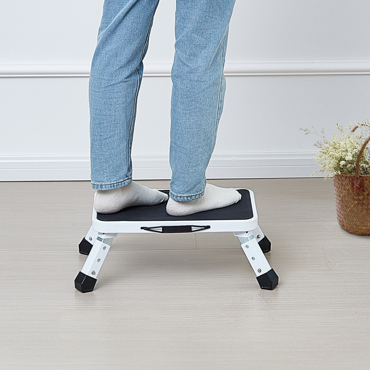 Step Stool 1-Step 150KG Capacity, Folding Steel Step Ladder 3 Adjustable Height, Portable Toddler Step Stools V952-JYTDGYBWFSKZJ2NKYV0