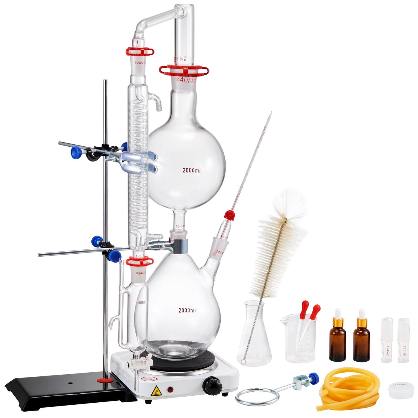 Essential Oil Distillation Kit, 2000ml Distillation Apparatus, 3.3 Boro Lab Glassware Distillation Kit with V952-JYTQBLZZJPDJMWNR6V3