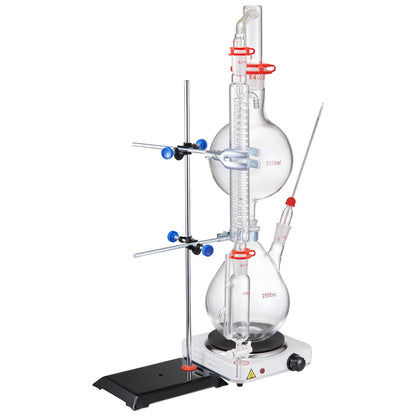Essential Oil Distillation Kit, 2000ml Distillation Apparatus, 3.3 Boro Lab Glassware Distillation Kit with V952-JYTQBLZZJPDJMWNR6V3