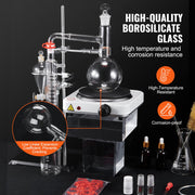 Essential Oil Distillation Kit, 500ml Distillation Apparatus, 3.3 Boro Lab Glassware Distillation Kit with V952-JYTQBLZZJPDJRG1A4V3